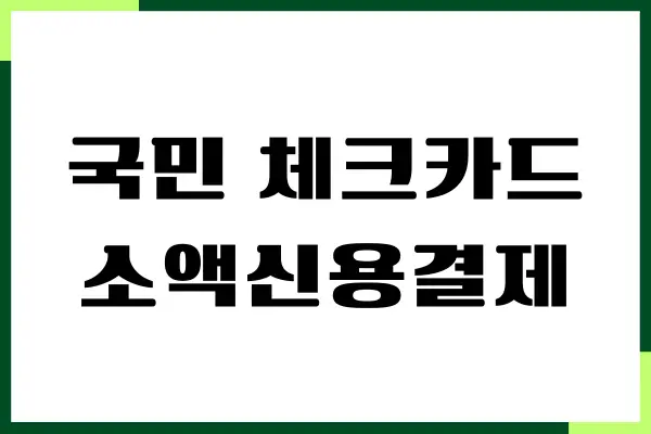 KB국민 체크카드 소액신용 결제 한도 신청하기