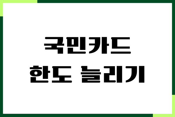 KB국민카드 한도 늘리기, 한도 상향 빠르게 하는 방법