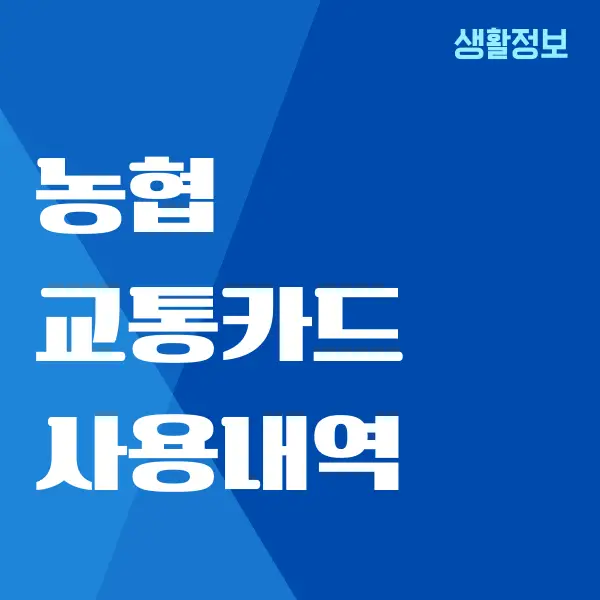 농협 후불 교통카드 사용내역, 결제일 알아보기