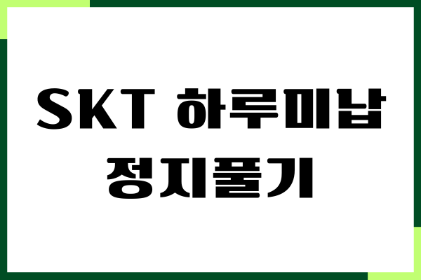SKT 하루미납 정지풀기, 미납 해제, 분할납부 방법