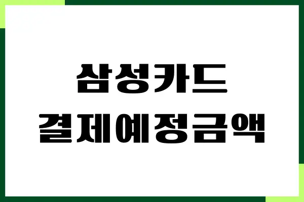 삼성카드 결제예정금액, 사용내역, 할부 선결제, 즉시 결제