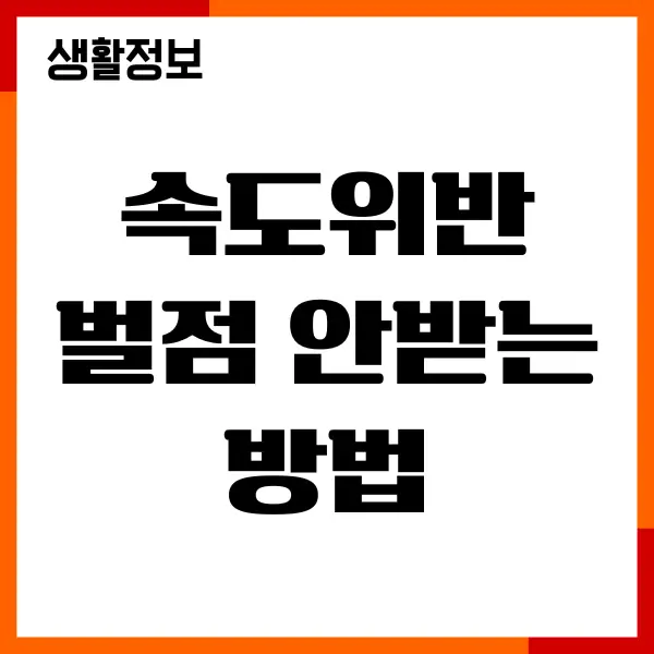 속도위반 벌점 안받는 방법, 0점 노하우, 과태료 확인