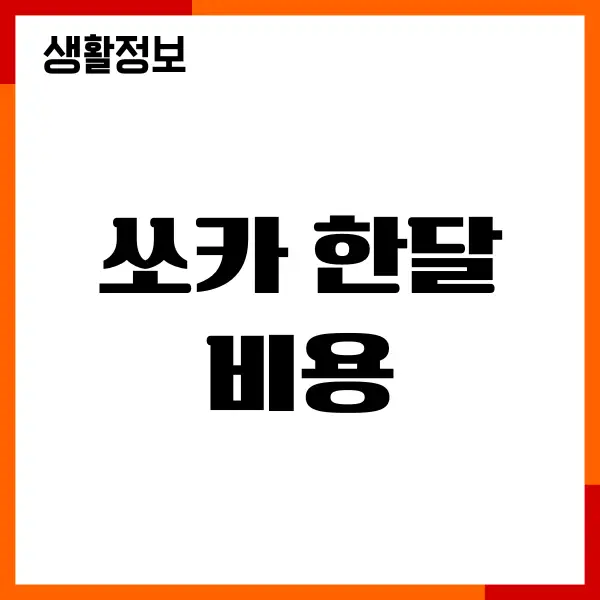 쏘카 한달 비용, 쏘카플랜, 장기렌트 저렴하게, 장단점