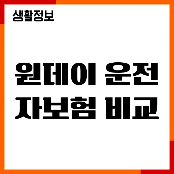 원데이 운전자보험 비교, 보험사 추천, 보장 내용, 장단점
