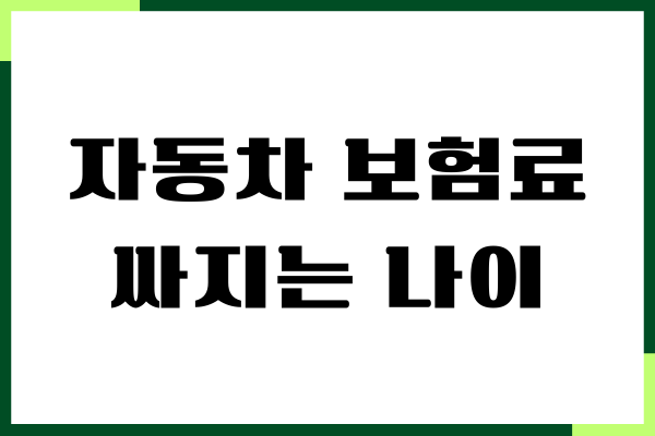 자동차 보험료 싸지는 나이 몇살일까 보험가입, 보장내용