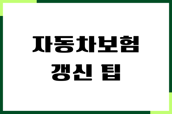 자동차보험 갱신 팁, 신청하기, 보장내용, 관리방법
