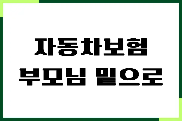 자동차보험 부모님 밑으로 경력인정 받는 방법, 보험료 절약