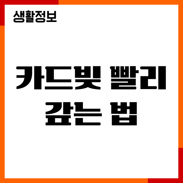 카드빚 빨리 갚는 법, 고금리 카드값 절약 비법