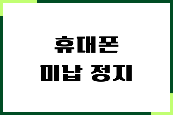 휴대폰 미납 정지, 요금 분할납부 방법, 일시정지해제