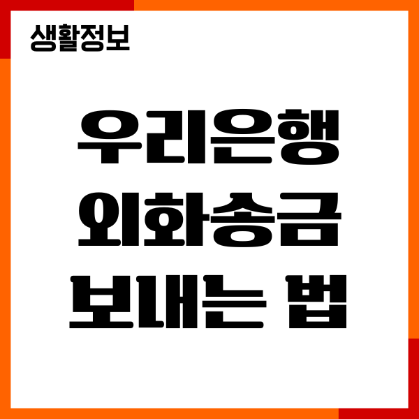 우리은행 외화송금 보내는 법, 이체, 수수료, 절차 안내