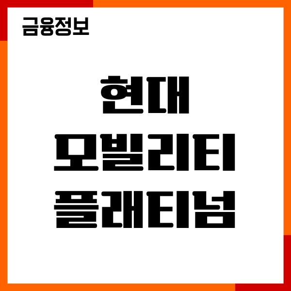 현대 모빌리티 플래티넘 카드 사용방법, 헤택, 조건, 한도 안내