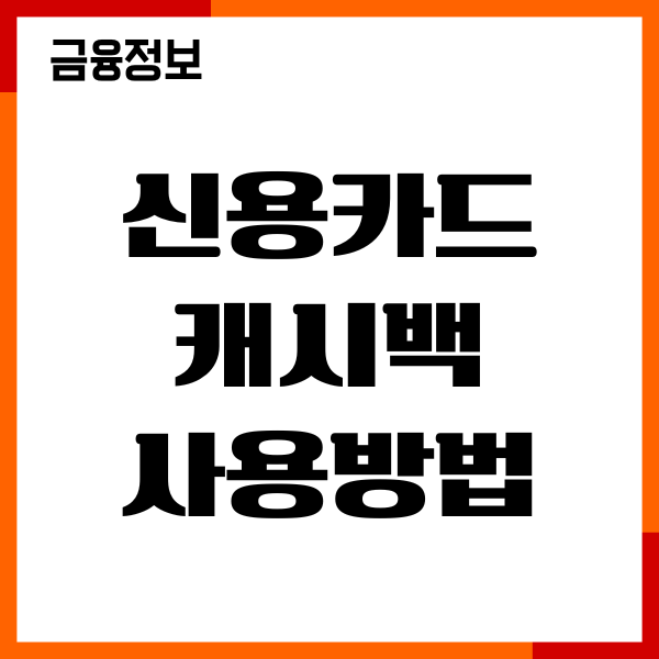 신용카드 캐시백 사용방법, 혜택, 지급일, 현금화 총정리