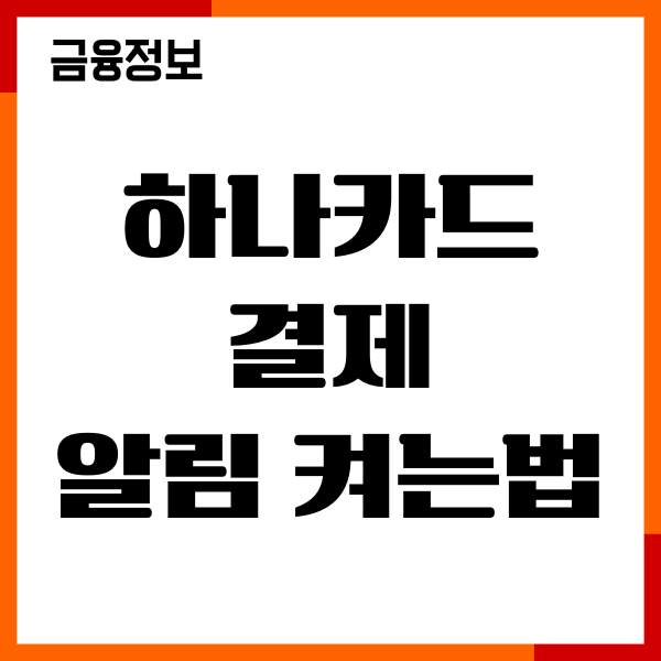 하나카드 결제 알림 켜는법, 알림 설정, 이용안심 서비스